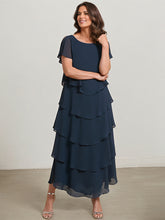 A-line Scoop Asymmetrical Chiffon Mother of the Bride Dress With Ruffle